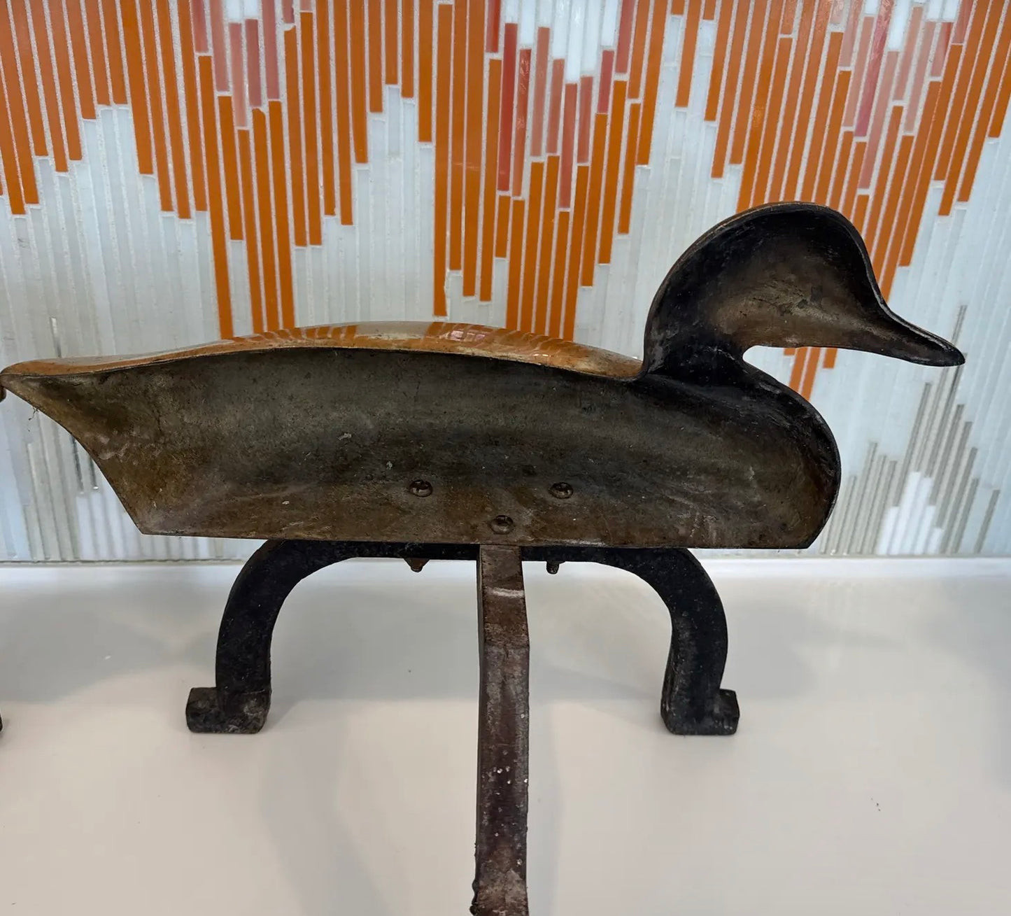 Pair of Vintage Brass Duck Andirons