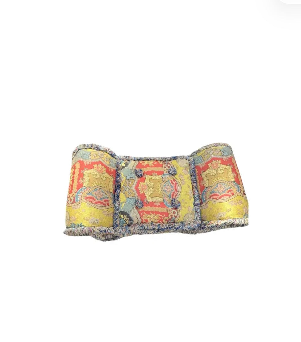 1980s Upholstered Tapestry Stool with Fringe