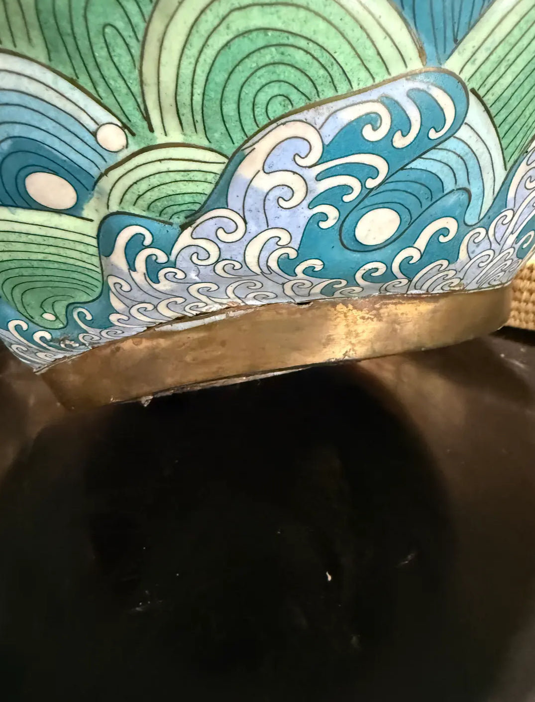 Large Antique Japanese Cloisonne Enamel Vase With Koi Fish