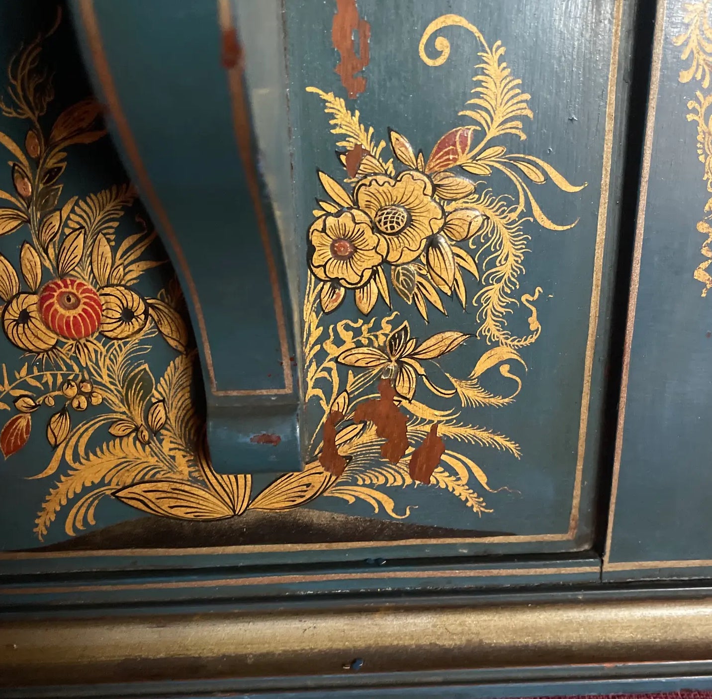 1970s Vintage Chinoiserie Overmantel Mirror With Two Shelves