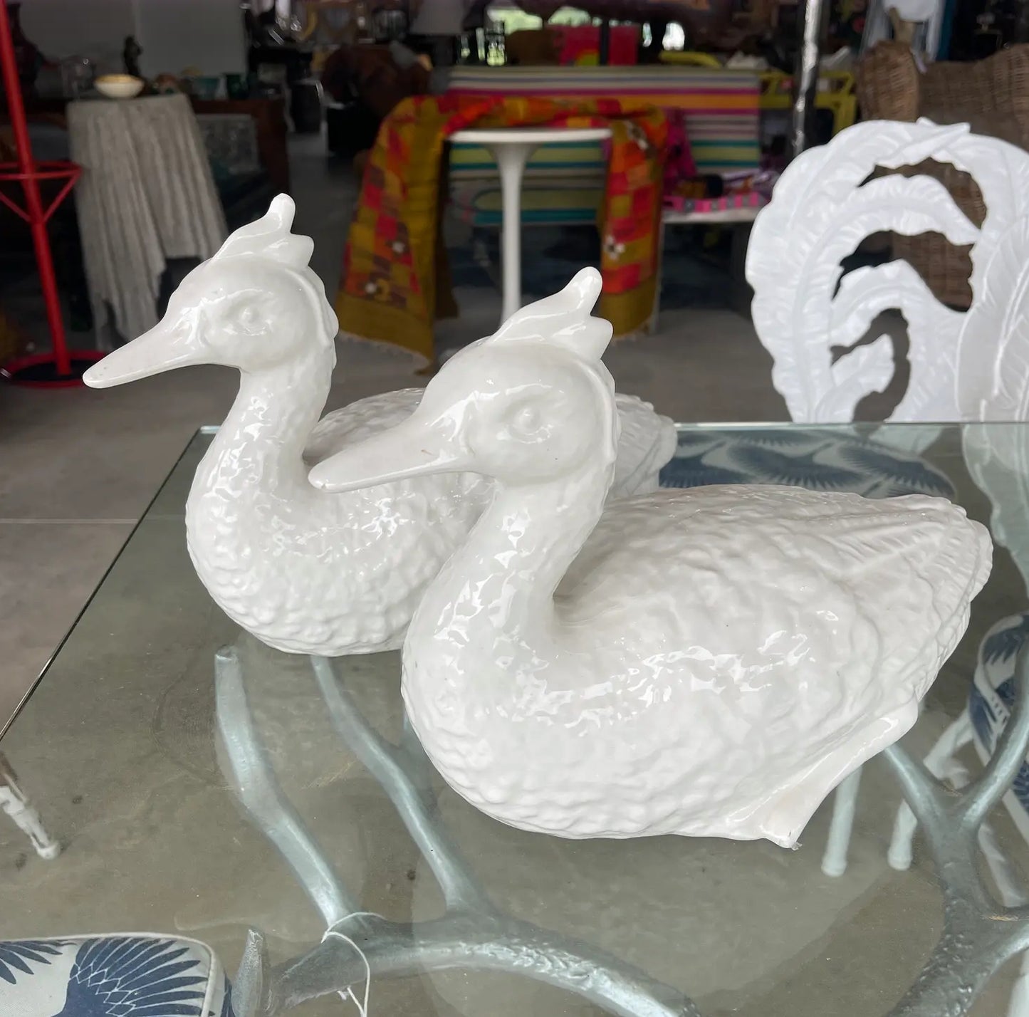 Pair of Mid 20th Century Blanc De Chine Ducks by Este Ceramiche for Tiffany and Co
