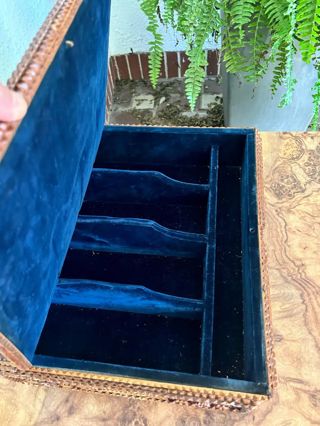 1910s German Tramp Art Flatware Storage Box
