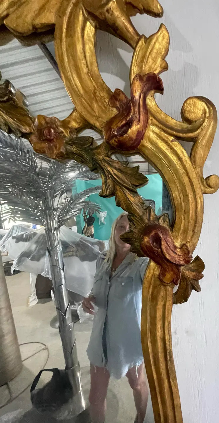 Pair of 1960s Spanish Carved Gilt Mirrors