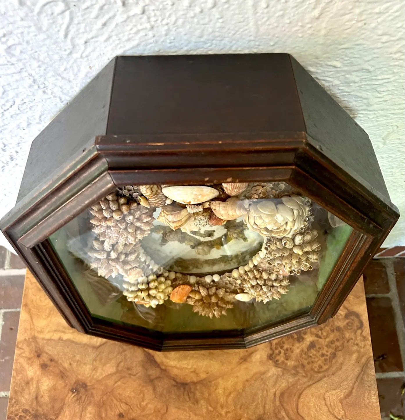 Antique Masonic Lodge Shellwork Shadow Box