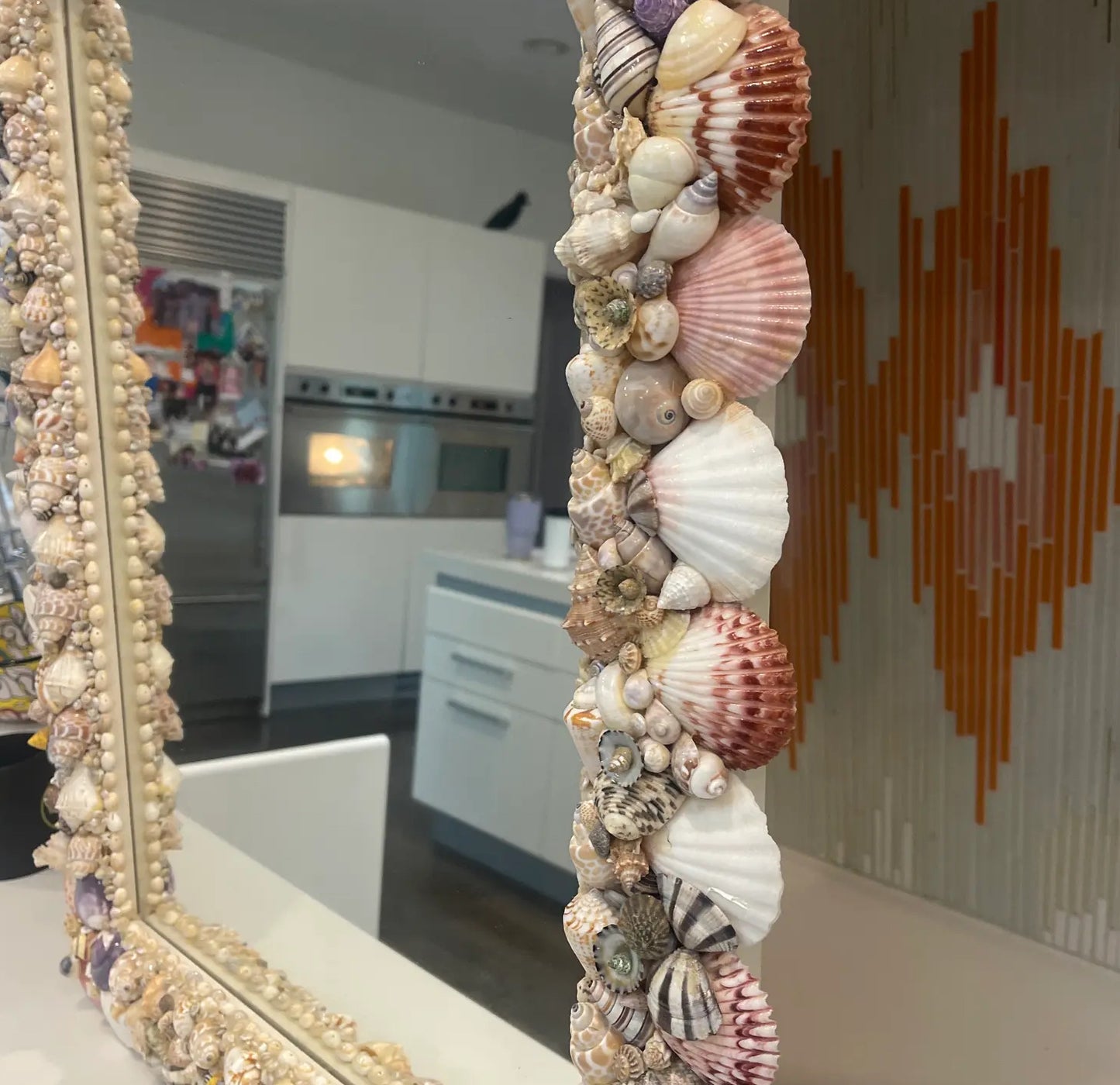 1980s Shell Encrusted Wall Mirror