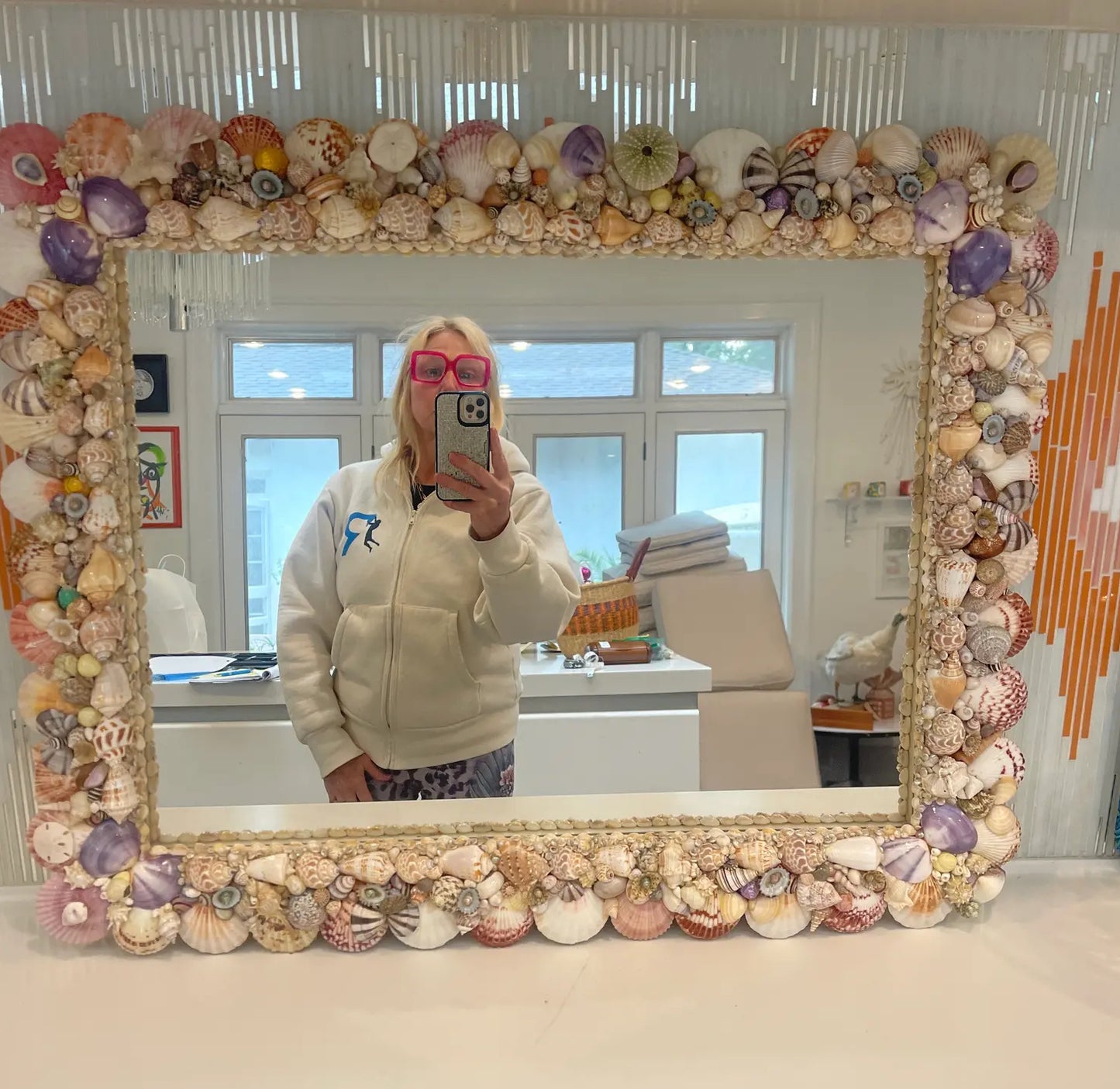 1980s Shell Encrusted Wall Mirror