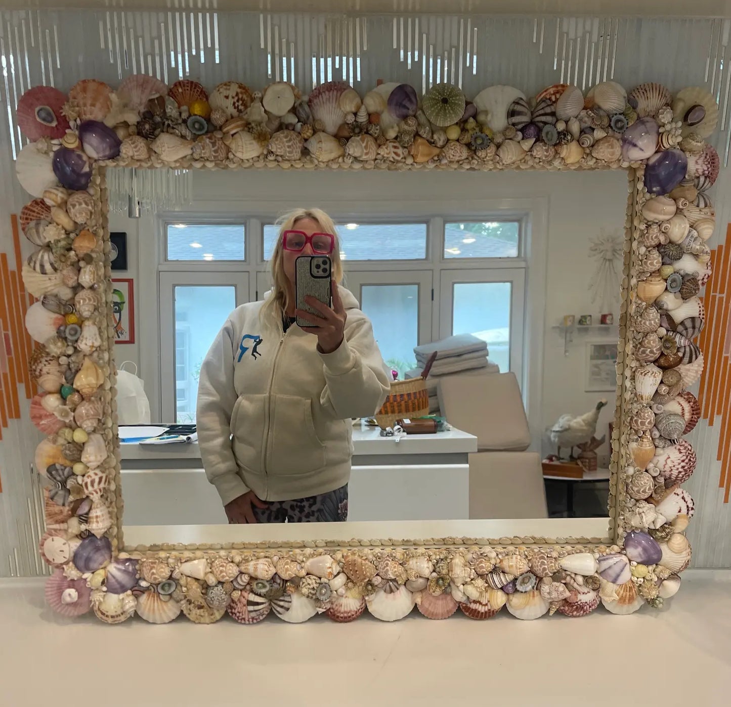 1980s Shell Encrusted Wall Mirror
