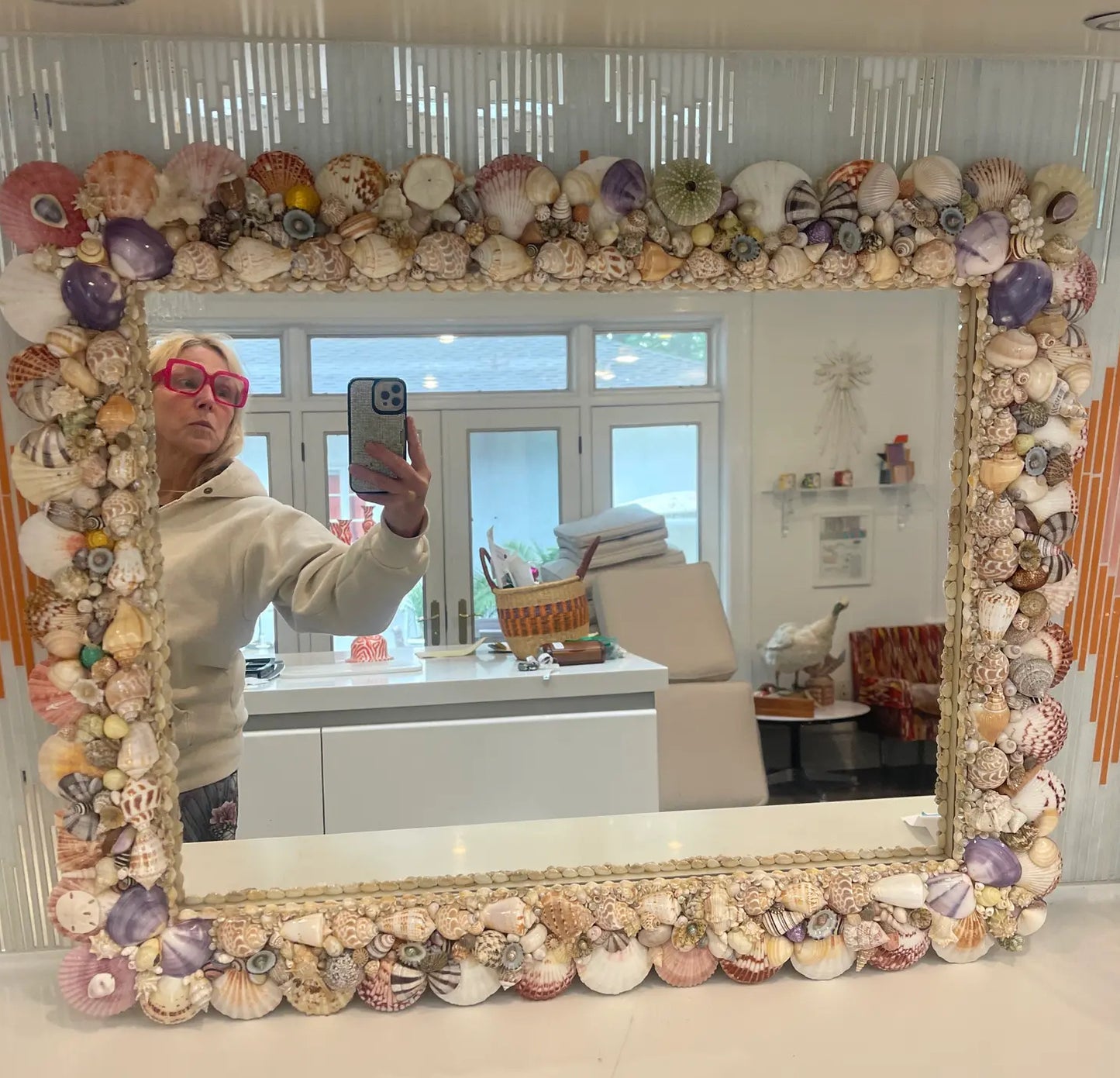 1980s Shell Encrusted Wall Mirror