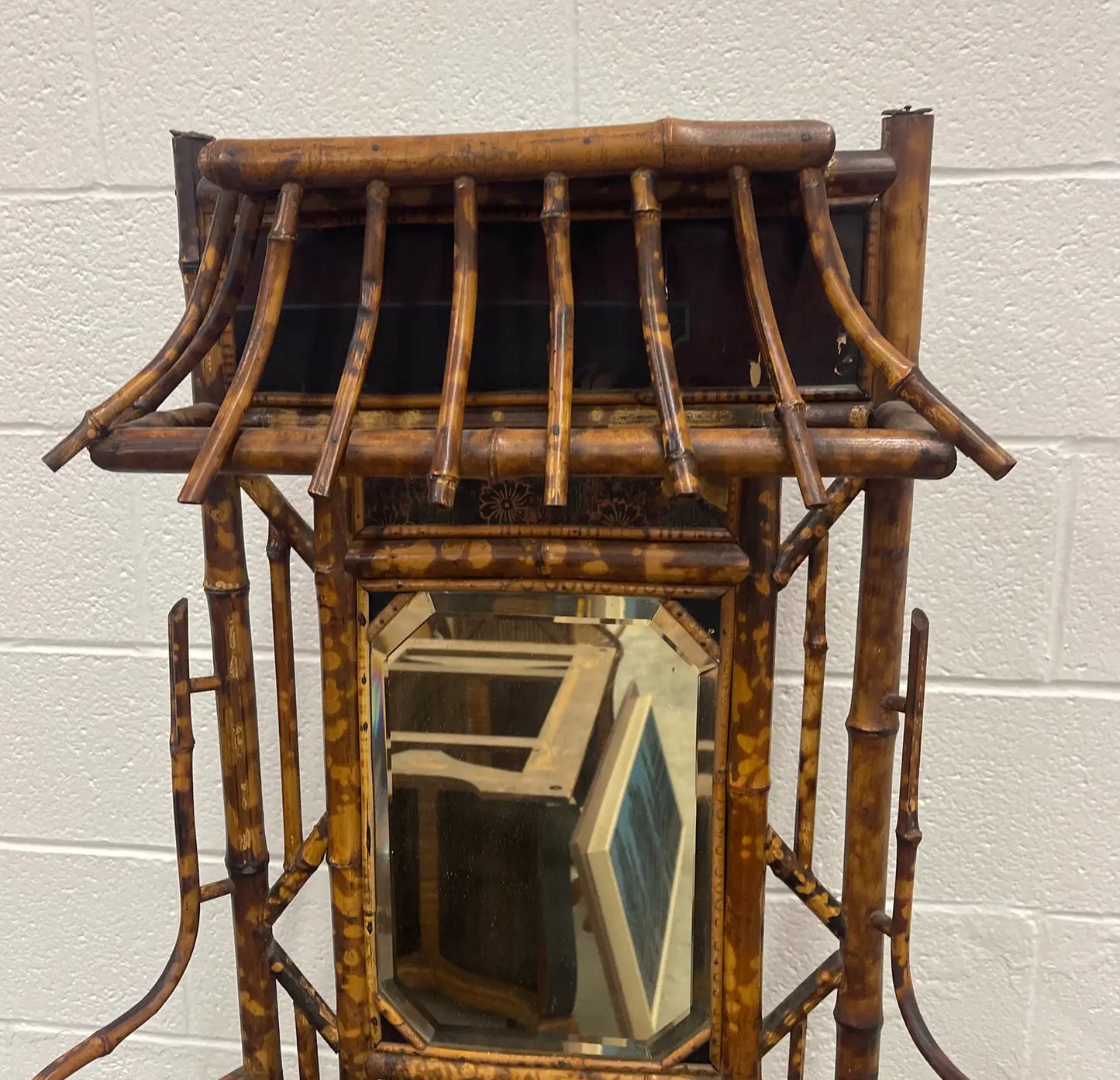 Aesthetic Movement Antique Faux Tortoise Bamboo Etagere