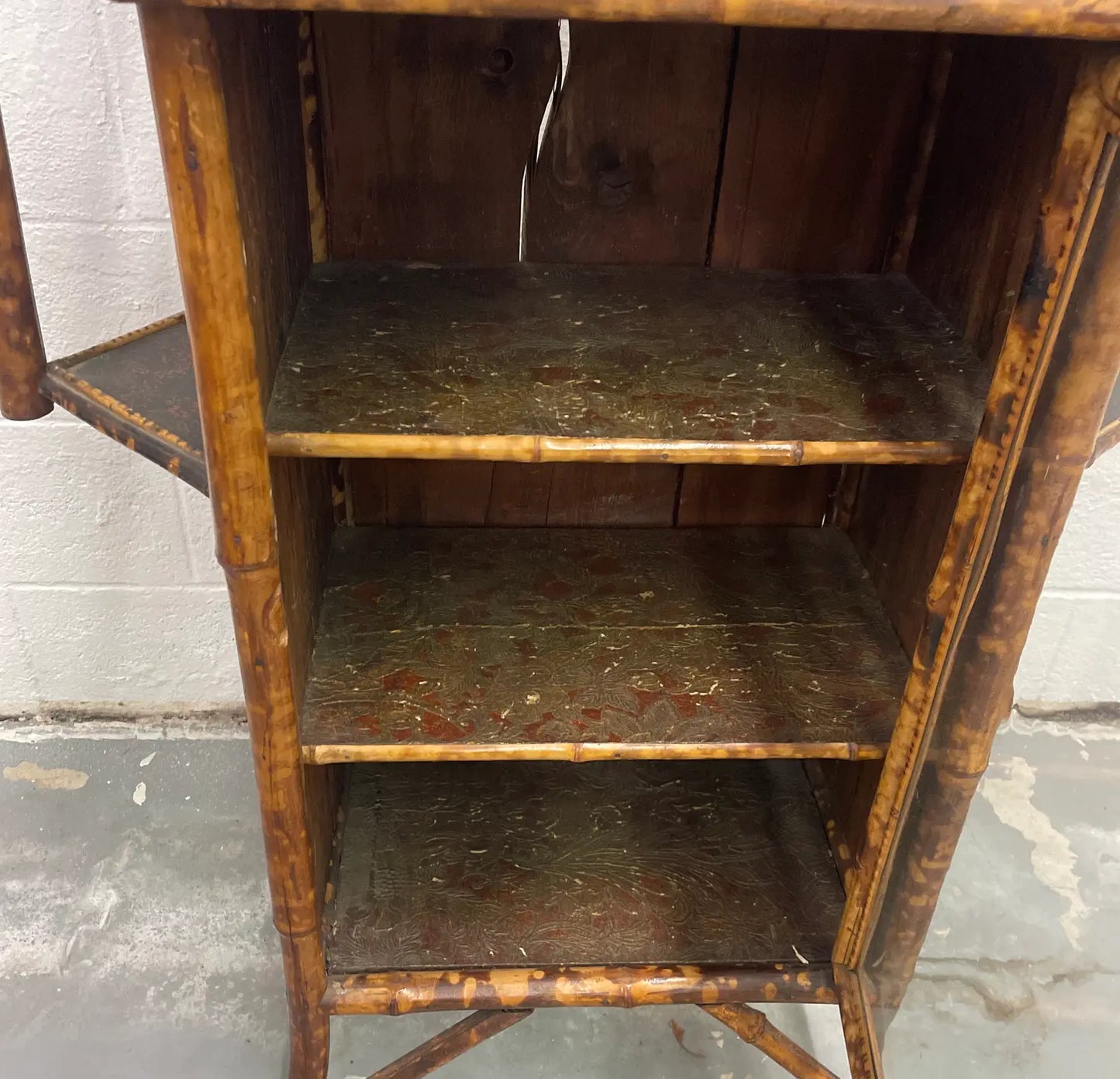 Aesthetic Movement Antique Faux Tortoise Bamboo Etagere