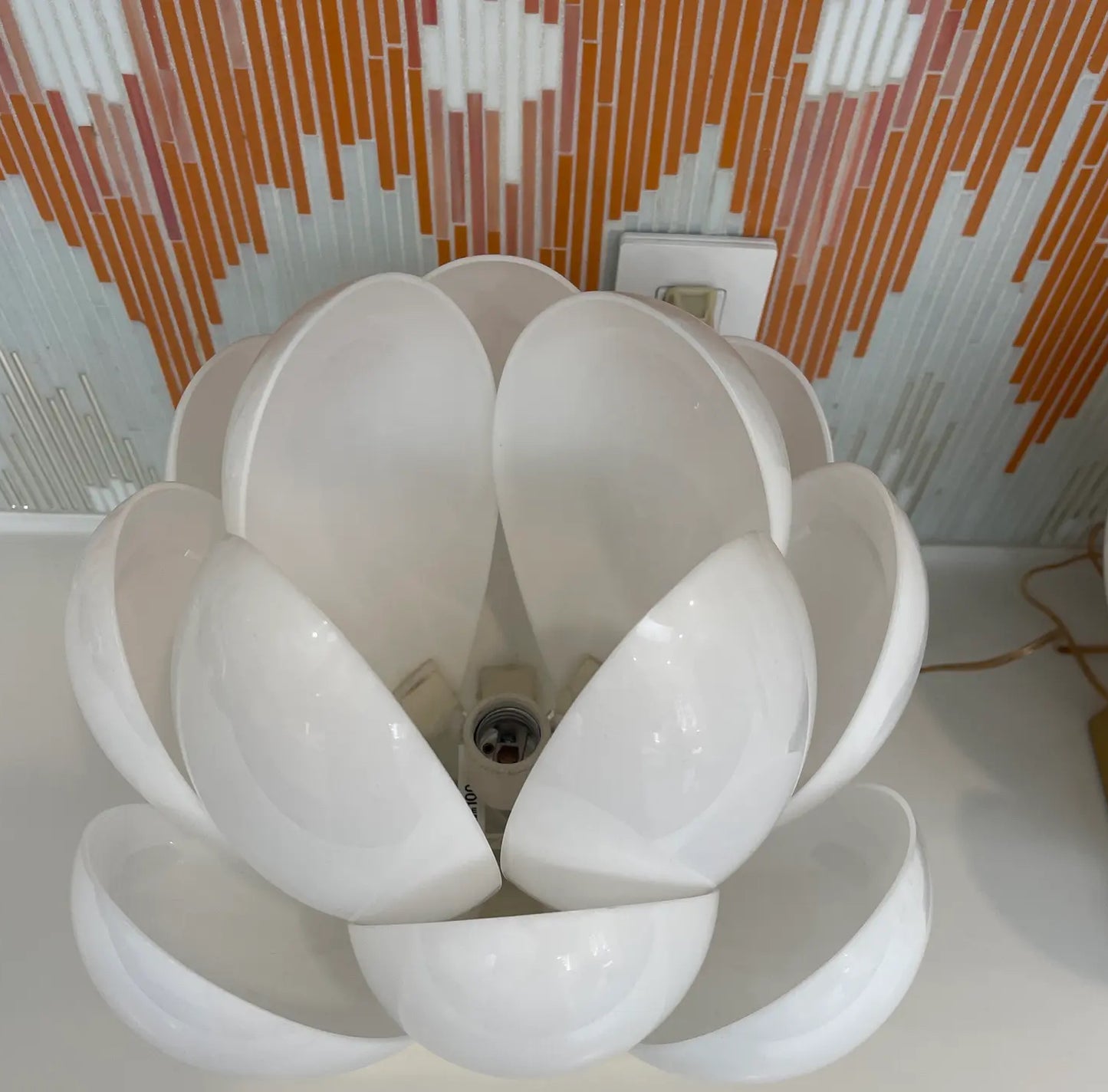 A Pair of 1970s White Rougier Lotus Lights