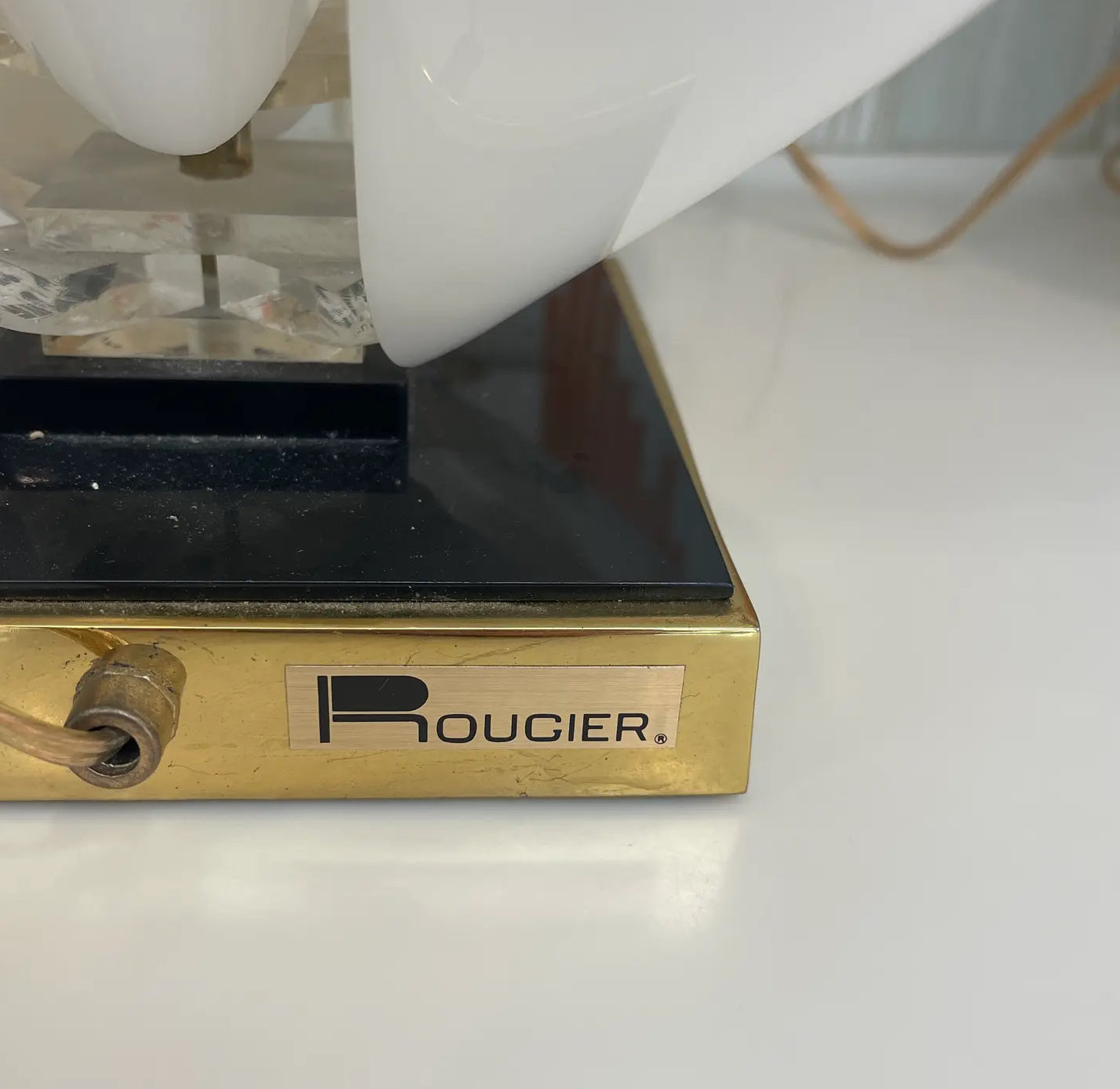 A Pair of 1970s White Rougier Lotus Lights