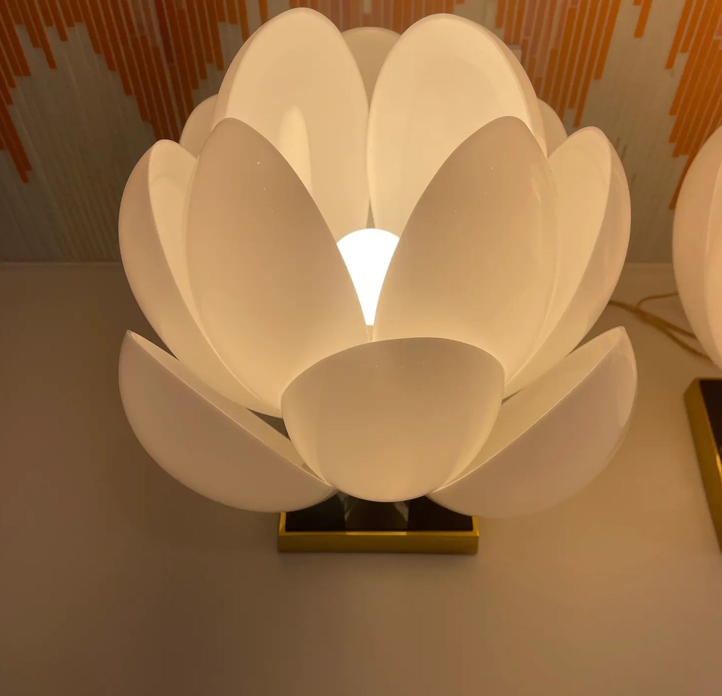 A Pair of 1970s White Rougier Lotus Lights