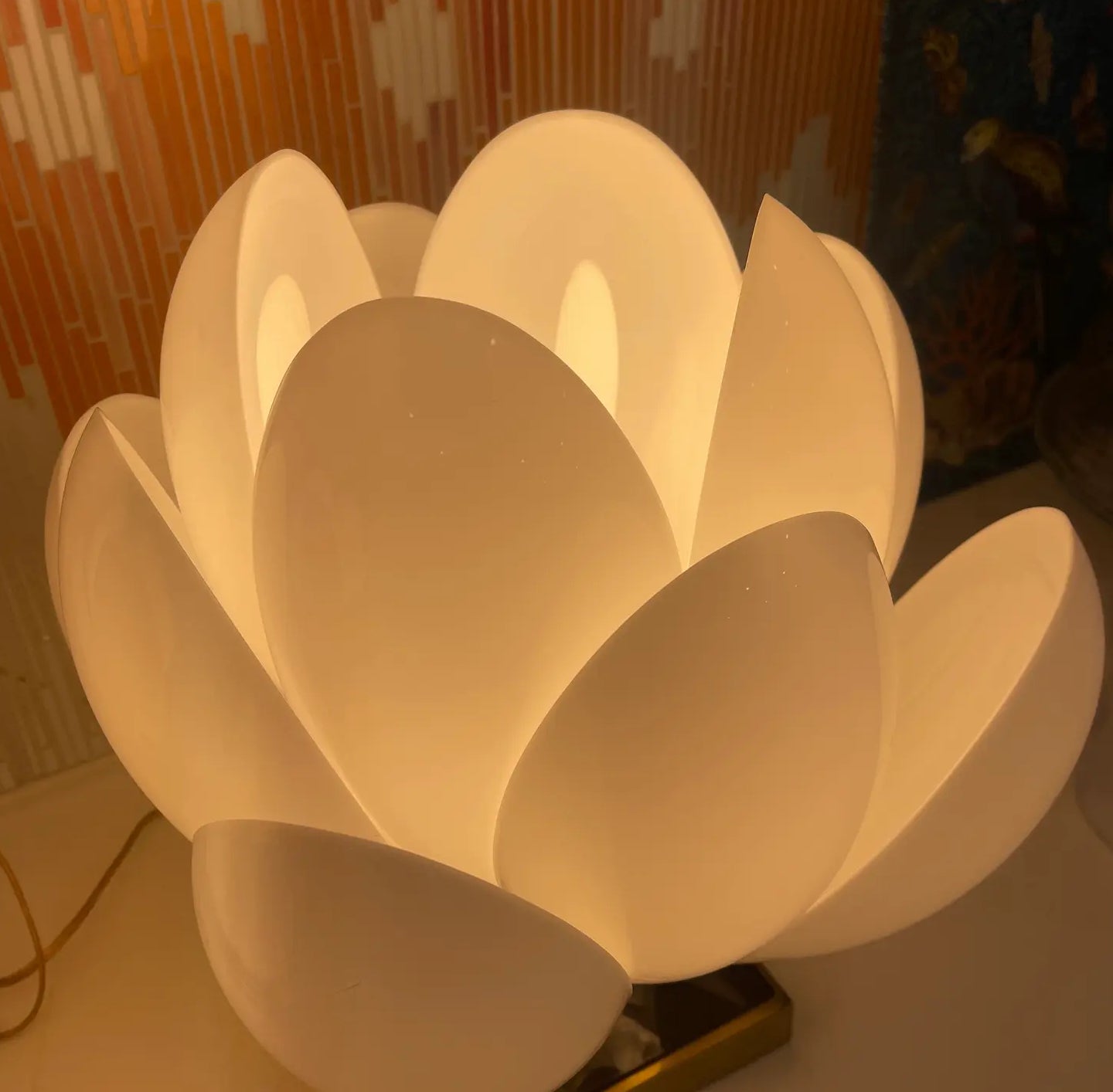 A Pair of 1970s White Rougier Lotus Lights